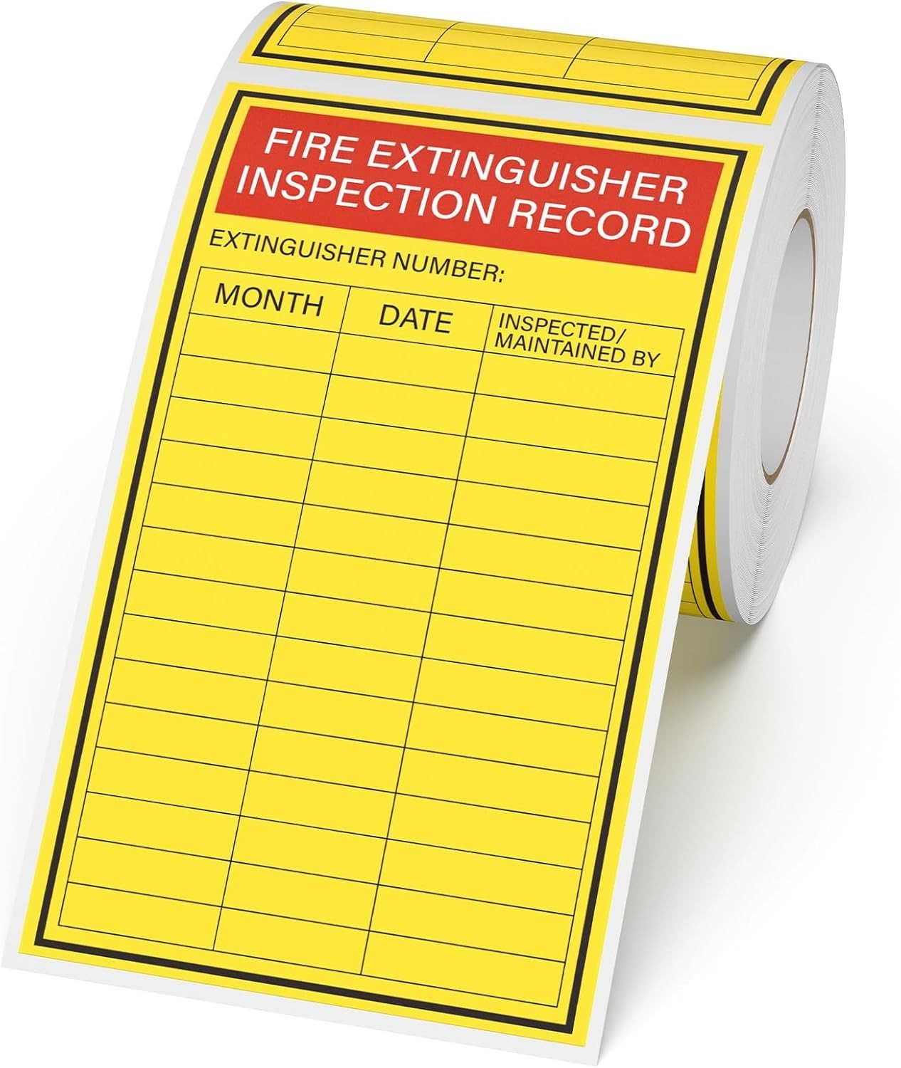 Fire Extinguisher Inspection Labels, 200 Pc, 5″ x 3″, Red Yellow, Matte