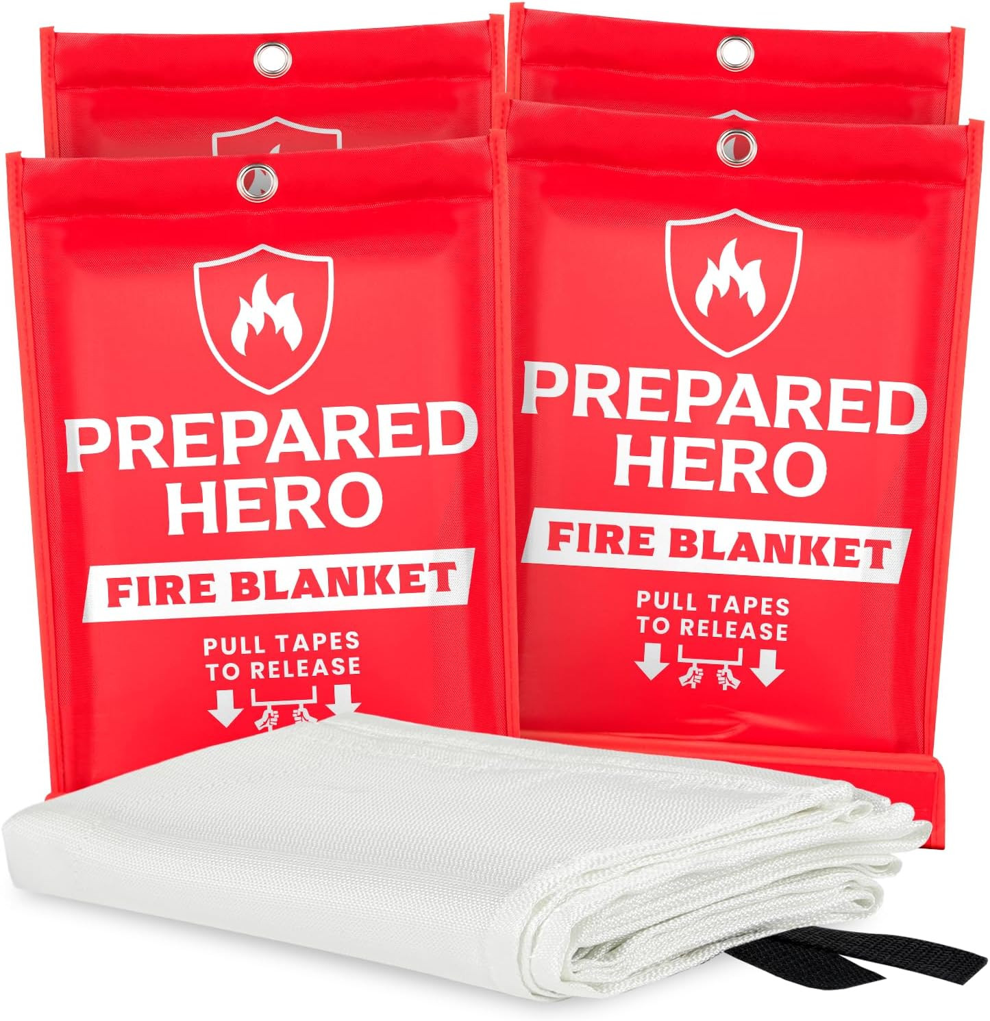 Emergency Fire Blanket – 4 Pack – Fire Suppression for Kitchen, 39” X 39” Fiberg