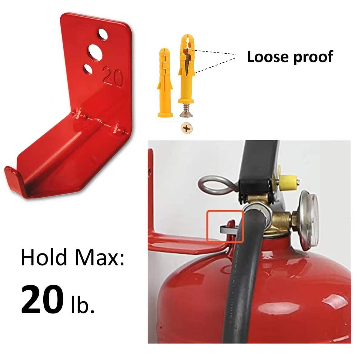 4 PCS Fire Extinguisher Bracket Wall Mount Hook Fits 20 lbs Universal Hanger