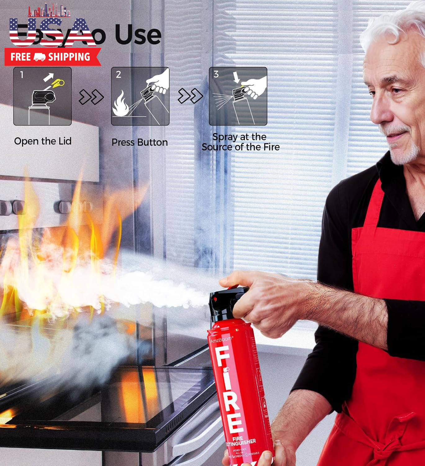2-Pack Fire Extinguisher for Home, Kitchen, Car, and Grill with Mounting Bracket