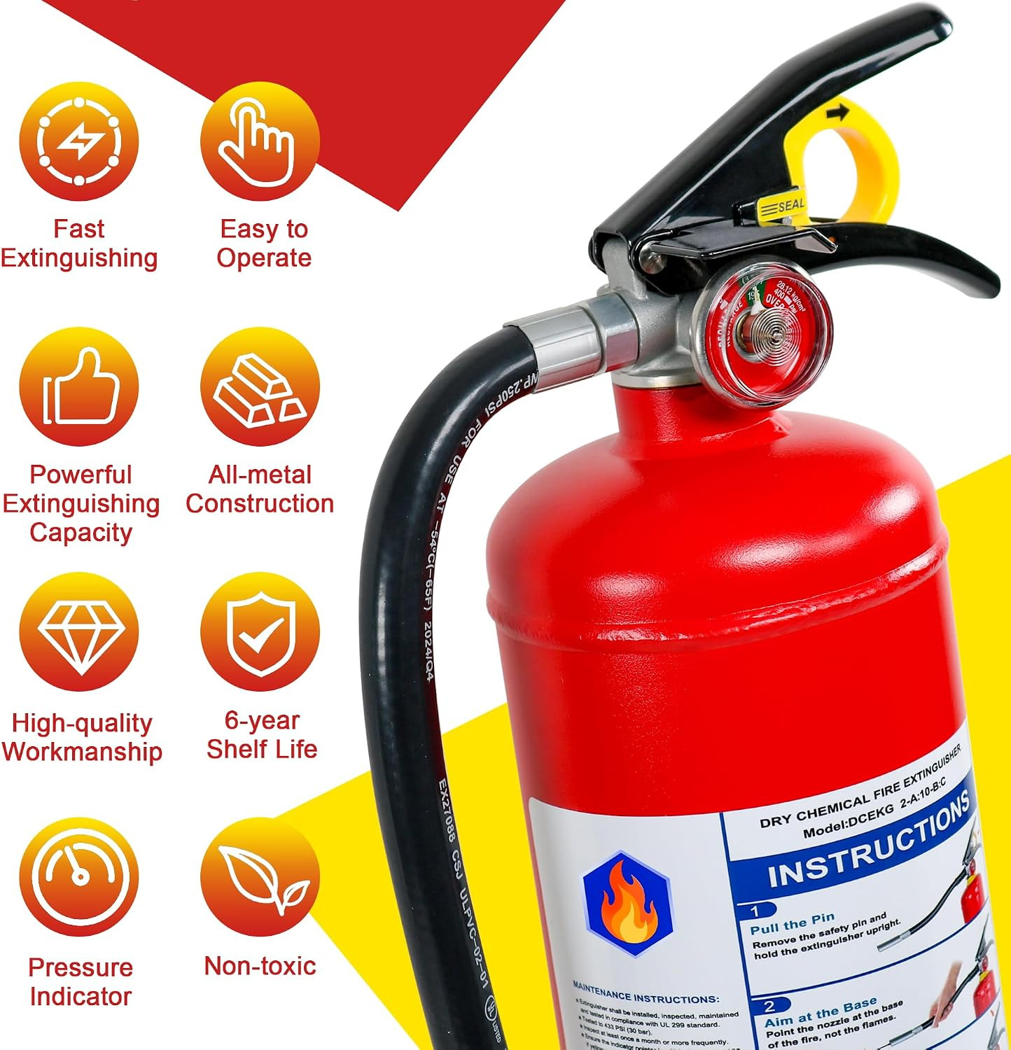5 Lb ABC Dry Chemical Fire Extinguisher with Wall Mount, 2A:10B:C Rated | All-Me