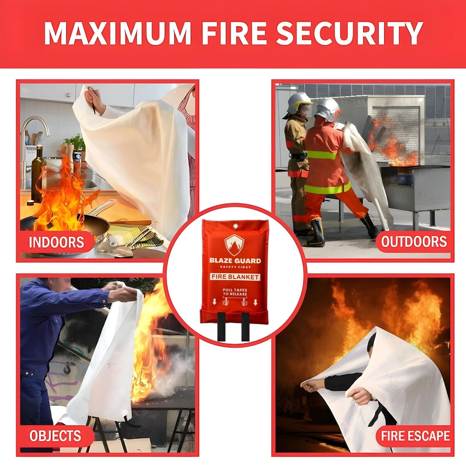 Fire Blanket 100% Fiberglass Blaze Guard Hero Home Prepared – Emergency Safety