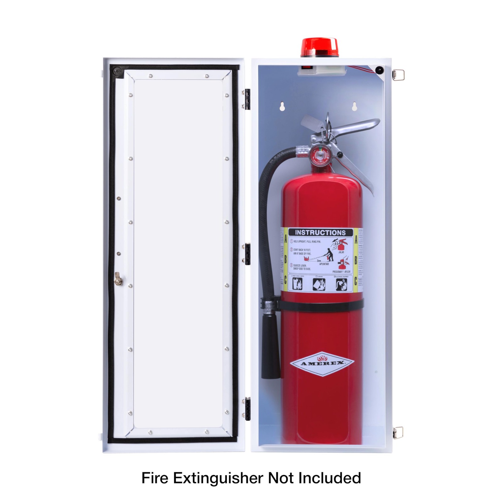Outdoor 20 lb Fire Extinguisher Cabinet with Alarm Lock Breakable Acrylic