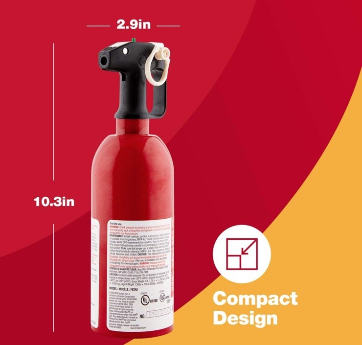 First Alert Auto5 2 lb Fire Extinguisher Compact Design Pull Pin & Lever US Dot