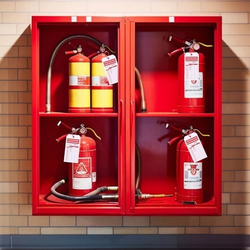 200 Sets Fire Extinguisher Inspection Tags with 200PCS Adjustable Zip Ties and 2