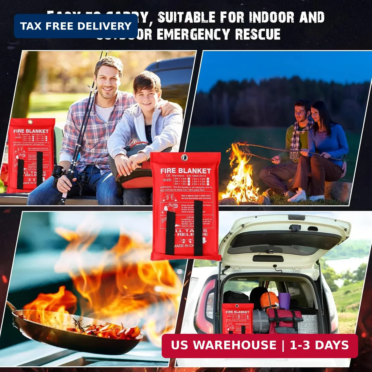 Moukeren Fire Blanket Fire Emergency Blankets for Home Kitchen, Survival Safety