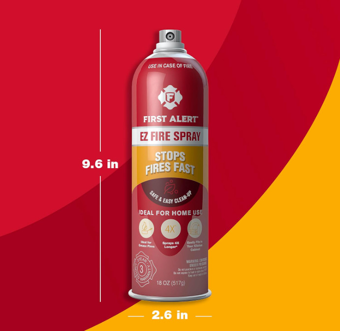 First Alert EZ Fire Spray, Aerosol Extinguisher, Pack of 2, AF400-2, Red