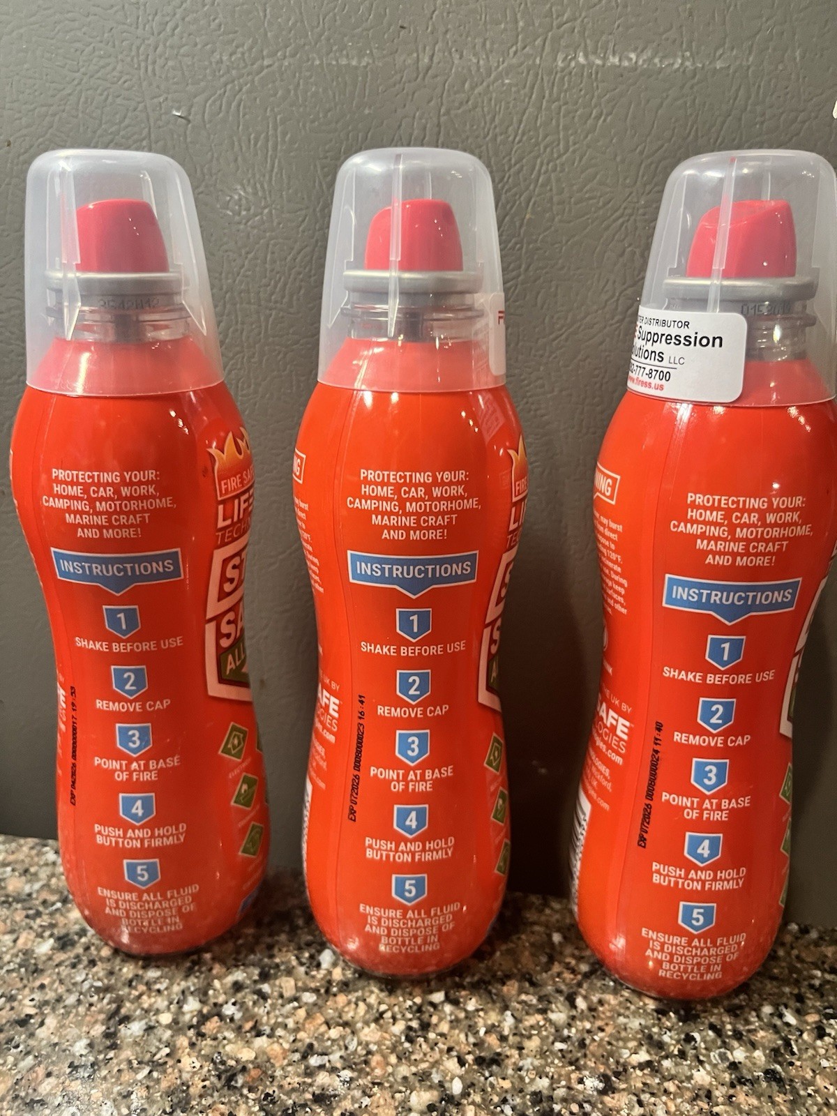 3 LifeSafe StaySafe All-in-1 Fire Extinguisher Spray for Home Kitchen Car Garage