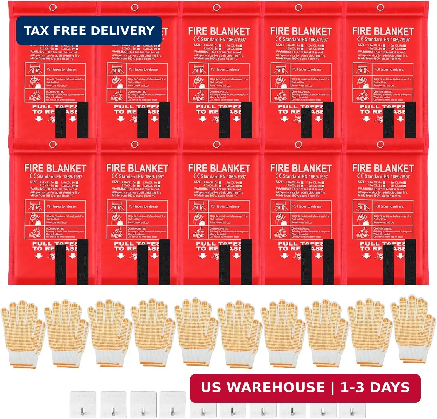 30 Pcs Emergency Fire Blankets for Home and Kitchen 40×40 Inch 10 Fiberglass Fir