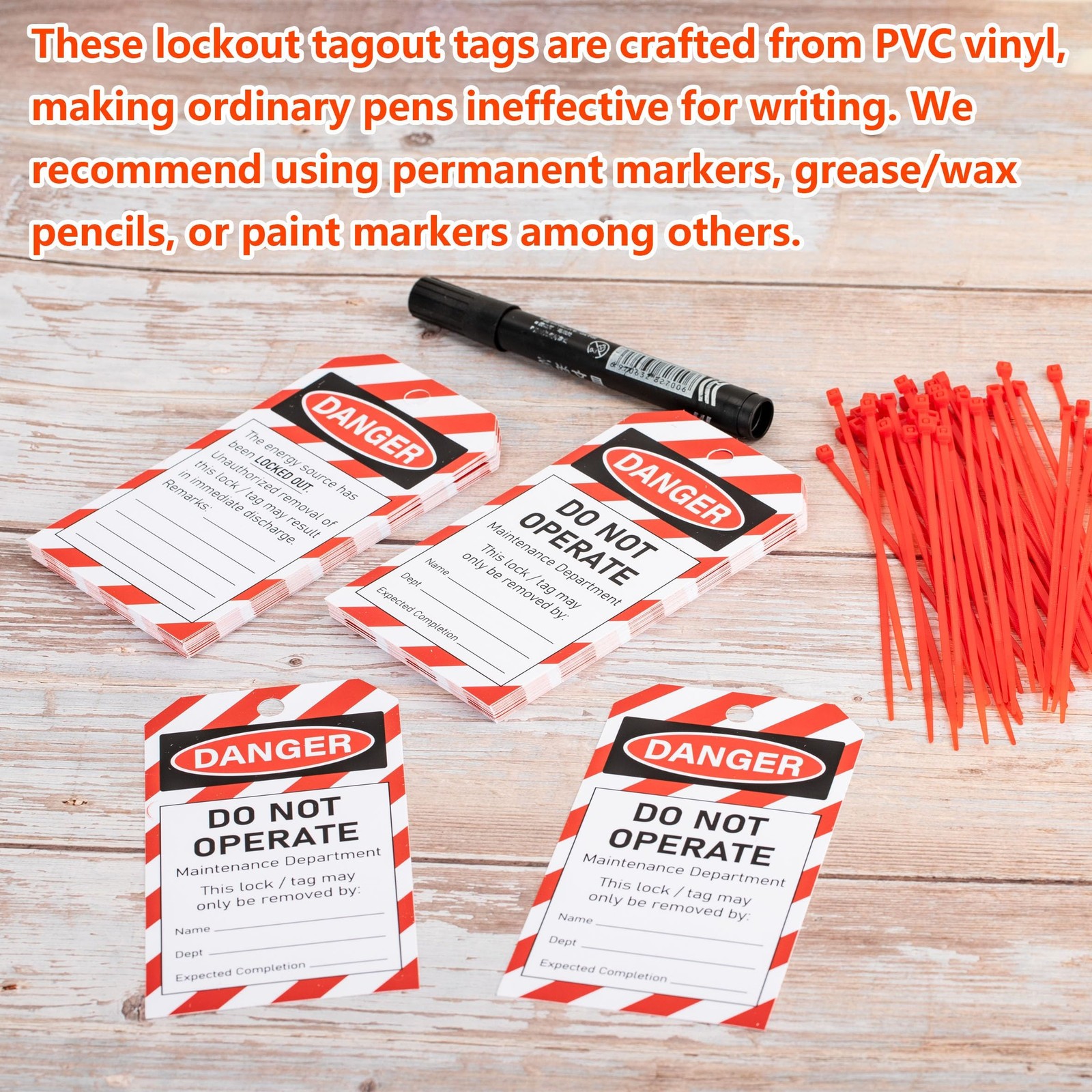 Lockout Tagout Tags Do not Operate Equipment Labels with Zip Ties OSHA, 50 Pcs