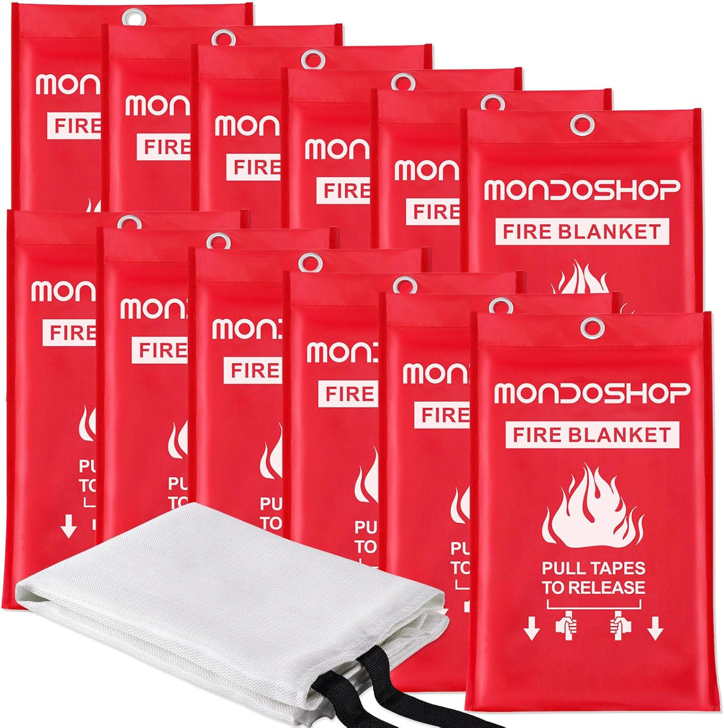 Mondoshop Fire Blanket for Home Kitchen Camping 12 Pack Emergency Fire Blanket F