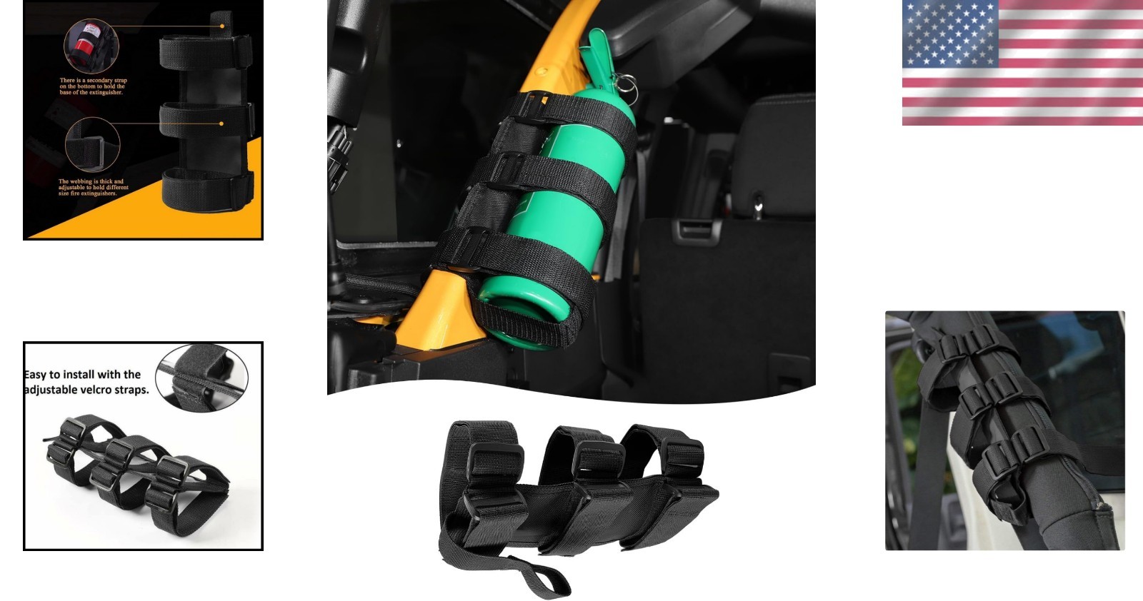 Effortless Installation Fire Extinguisher Holder for Jeep Wrangler, Black Finish