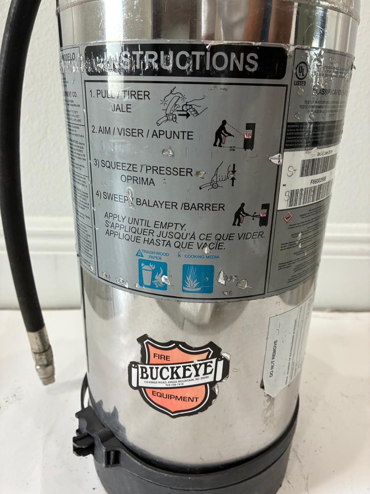 Buckeye WC-6L Wet Chemical Fire Extinguisher 6L Class K