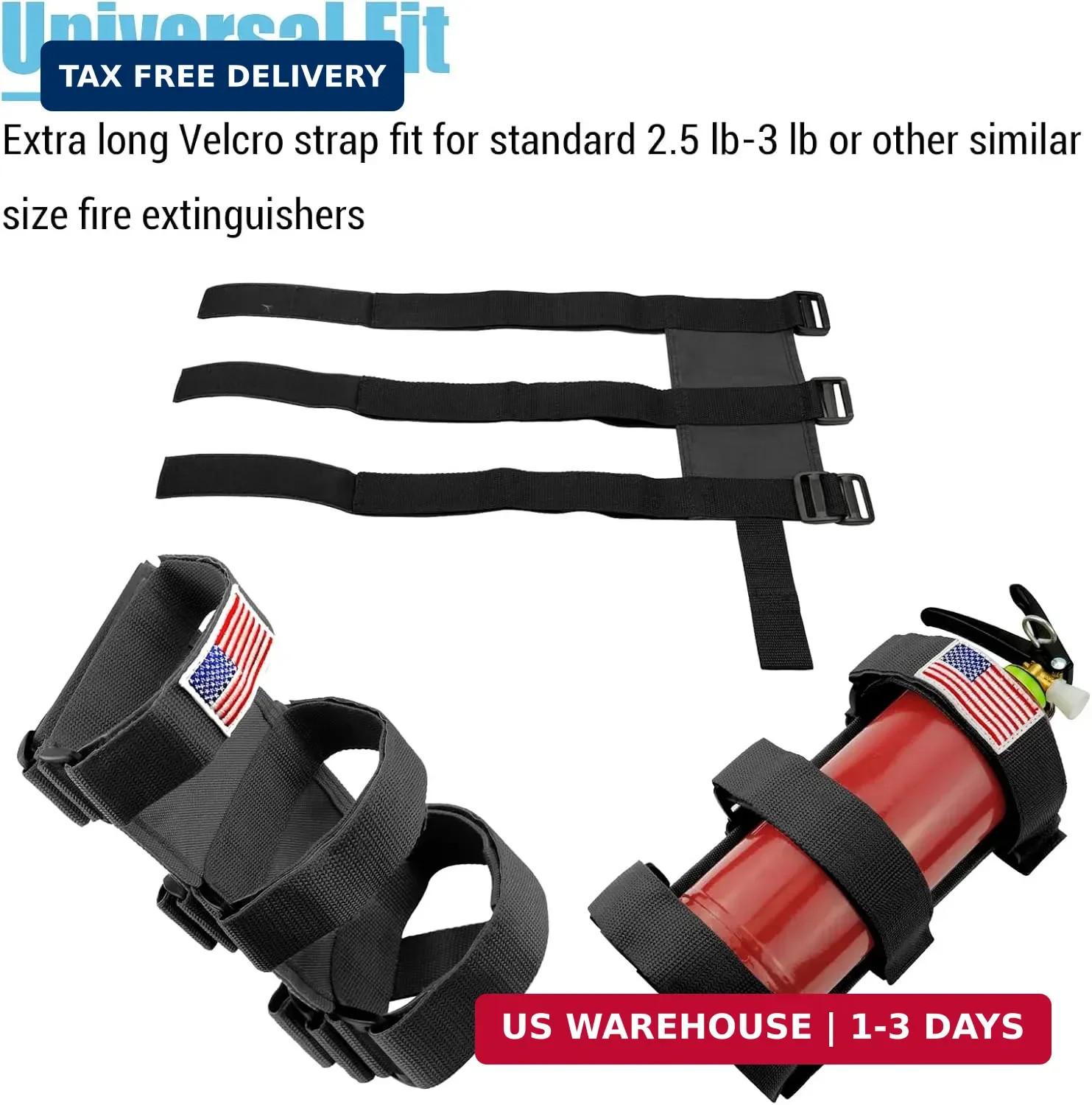 Black Fire Extinguisher Holder Roll Bar Adjustable Strap Brackets Fits for Jeep