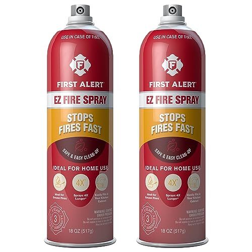 2 Pack First Alert EZ Fire Spray Portable Fire Extinguisher 32 Seconds Discharge