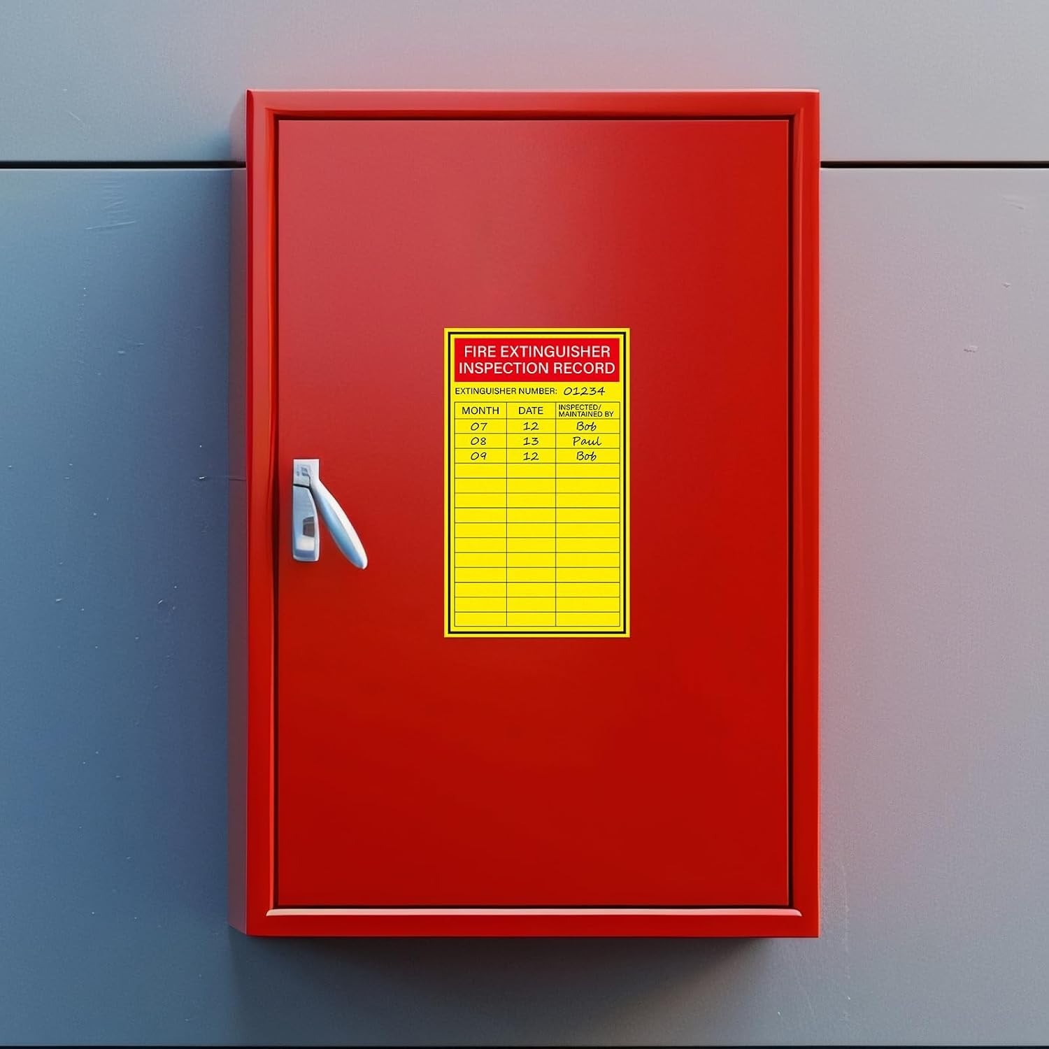 Fire Extinguisher Inspection Labels, 200 Pc, 5″ x 3″, Red Yellow, Matte