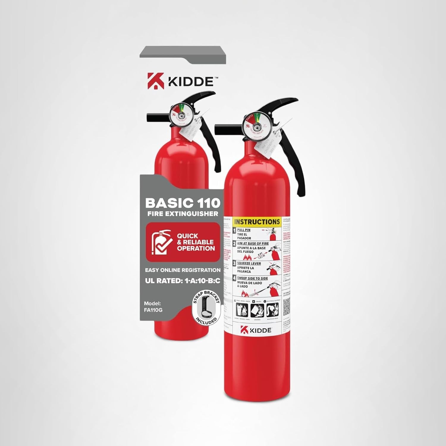 Fire Extinguisher Aluminum 1A10BC Wall Mount Home Office Dorm Safety