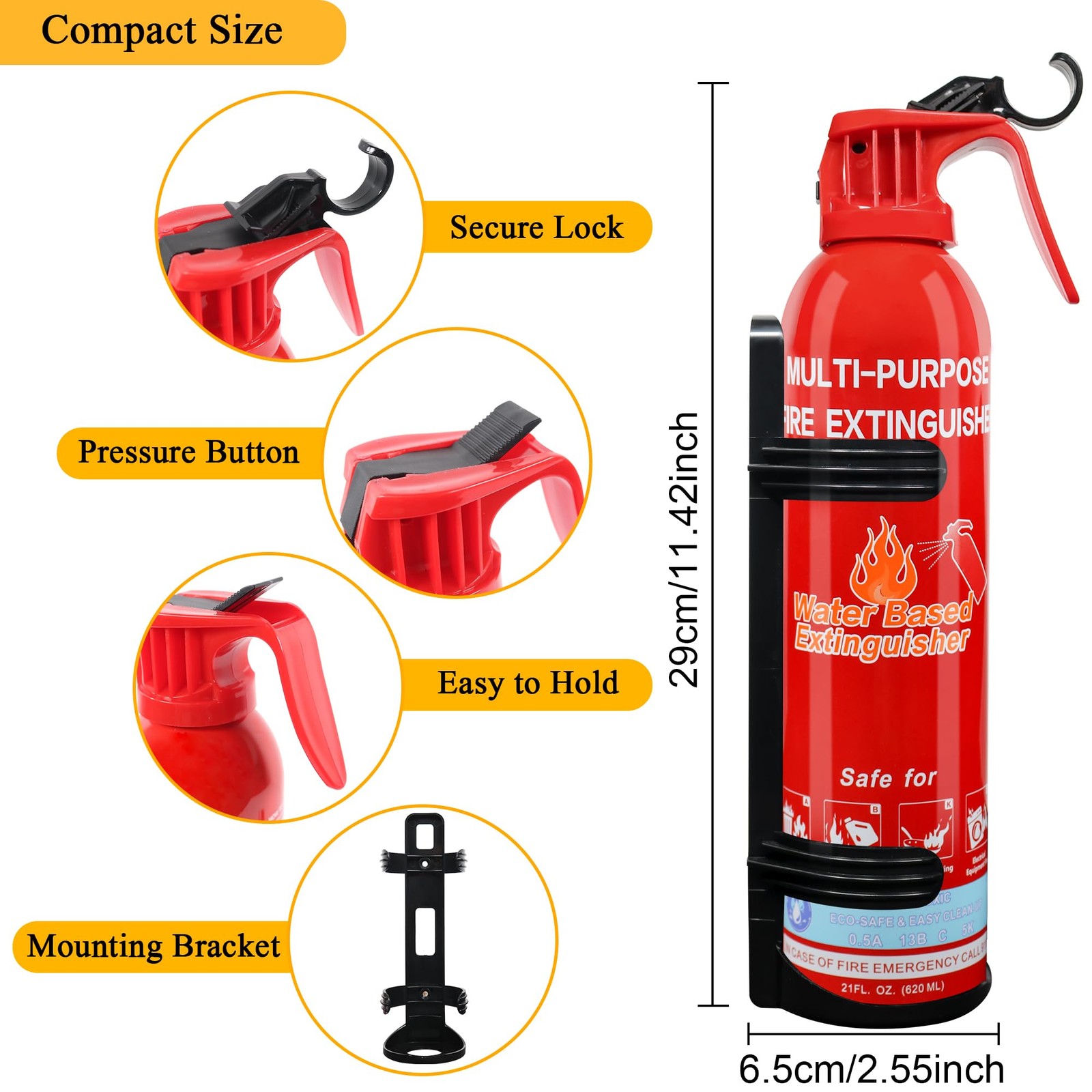 Fire Extinguisher for Home with Mount, 4 Pack Upgraded 8-in-1 Portable Fire E…