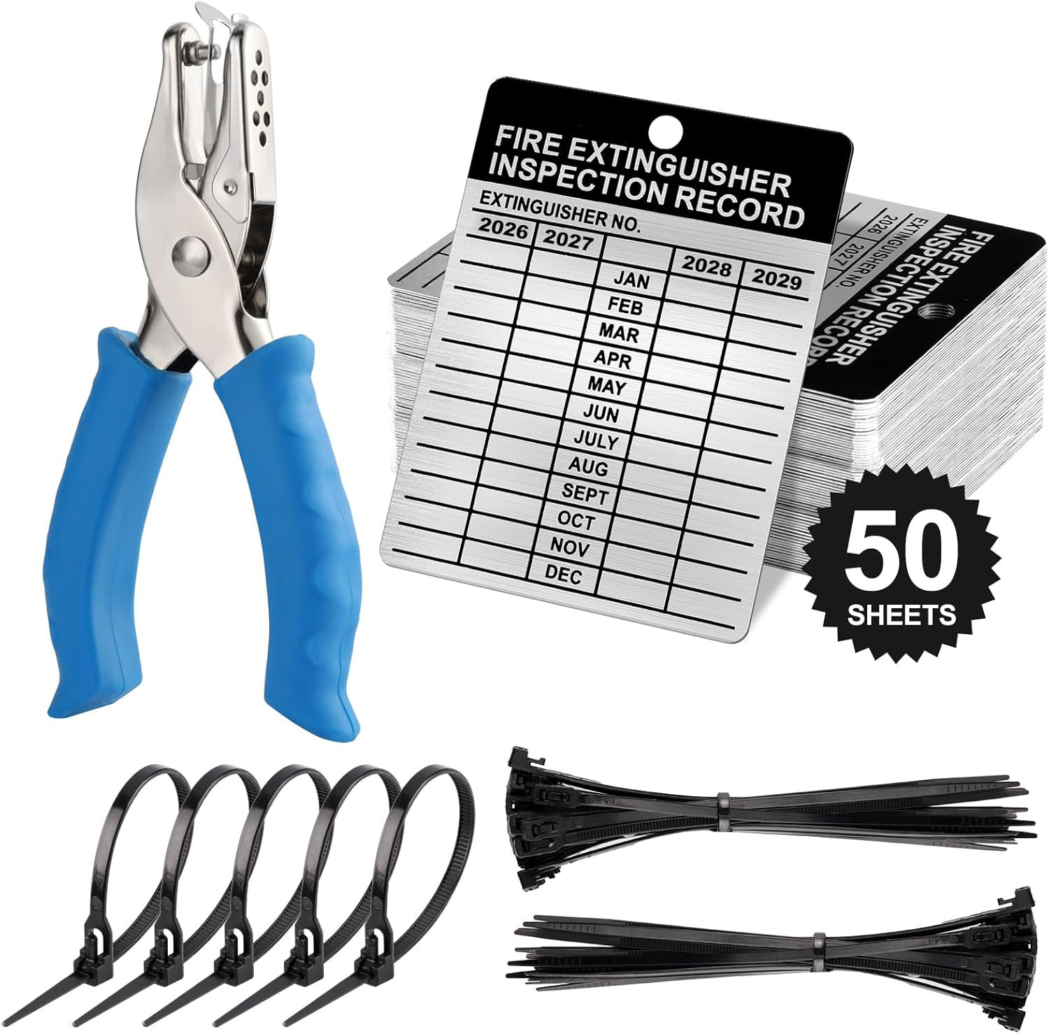 50 Sets Metal Inspection Tags Safety Inspection Tags Fire Extinguisher Inspectio