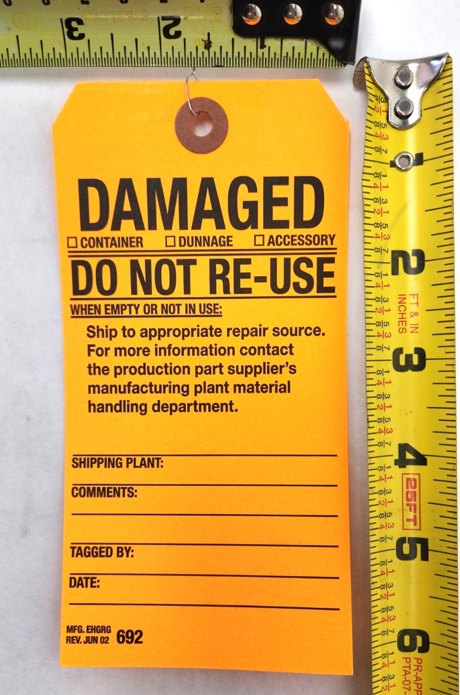 50 pcs – “Damaged Do No Re-Use” Shipping Safety Tag Warning Sign Orange