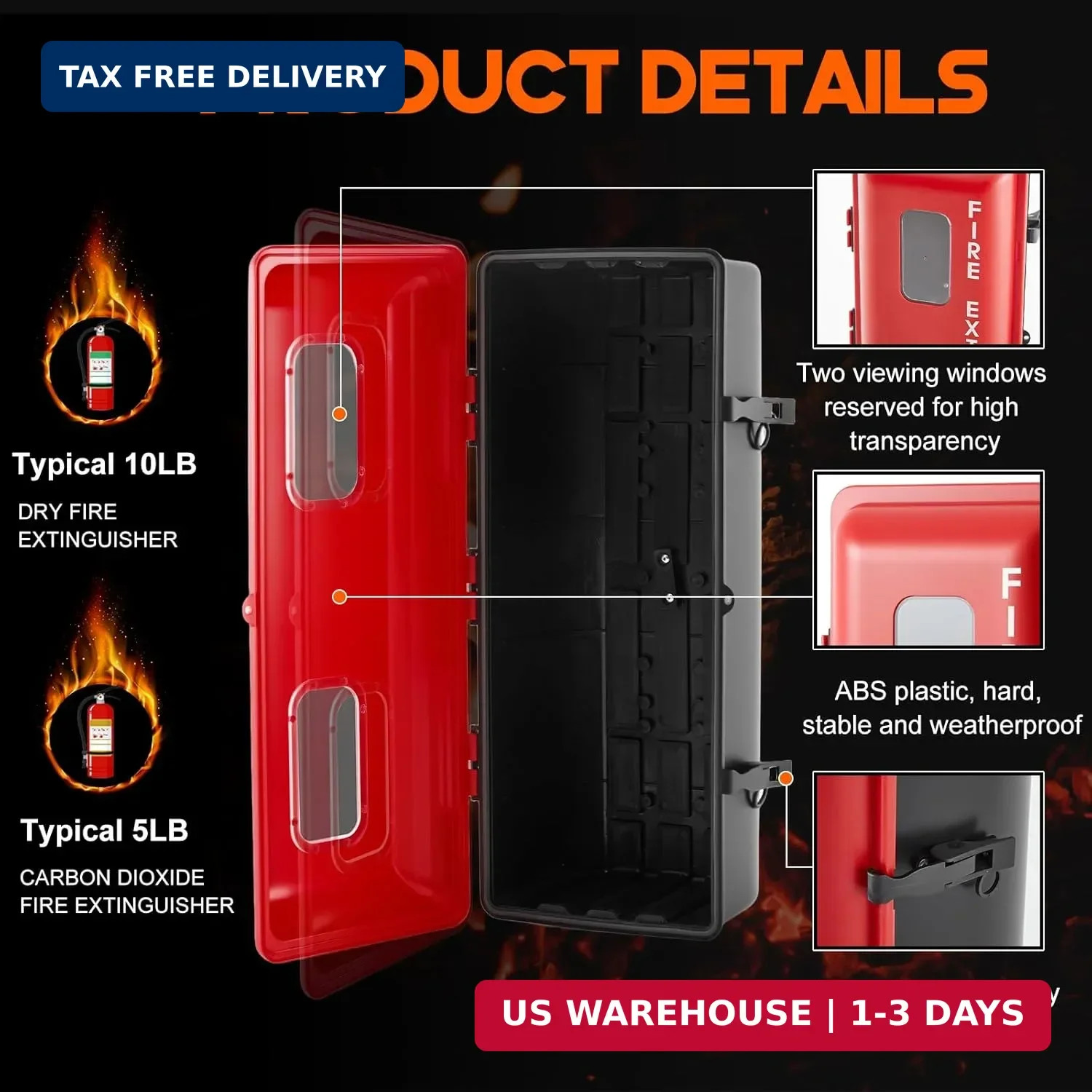 DoubleFill 1 Pcs 10 lb Fire Extinguisher Cabinet Box with Internal Rope Fastenin