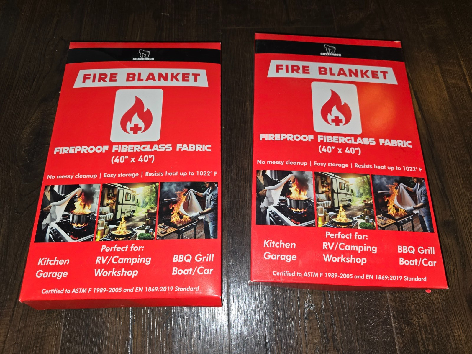 Lot of 2 Silverback 40″ X 40″ Fireproof Fiberglass Fire Blanket New
