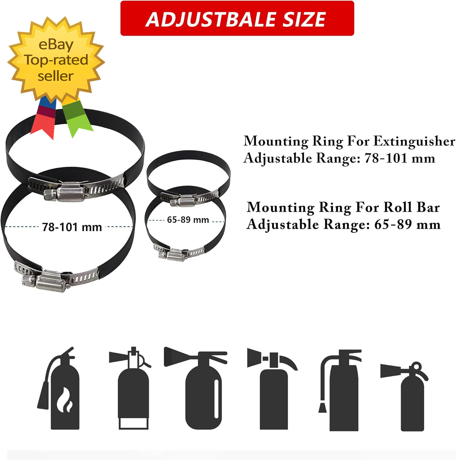 Quick Release Fire Extinguisher Mount – Aluminum Adjustable UTV Roll Bar Fire Ex