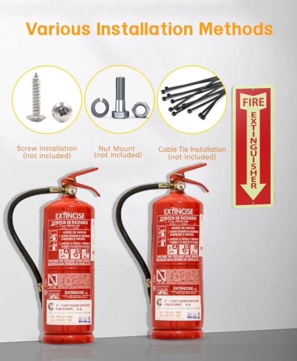Fire Extinguisher sign metal And Fire Extinguisher sign plastic Glow in the Dark
