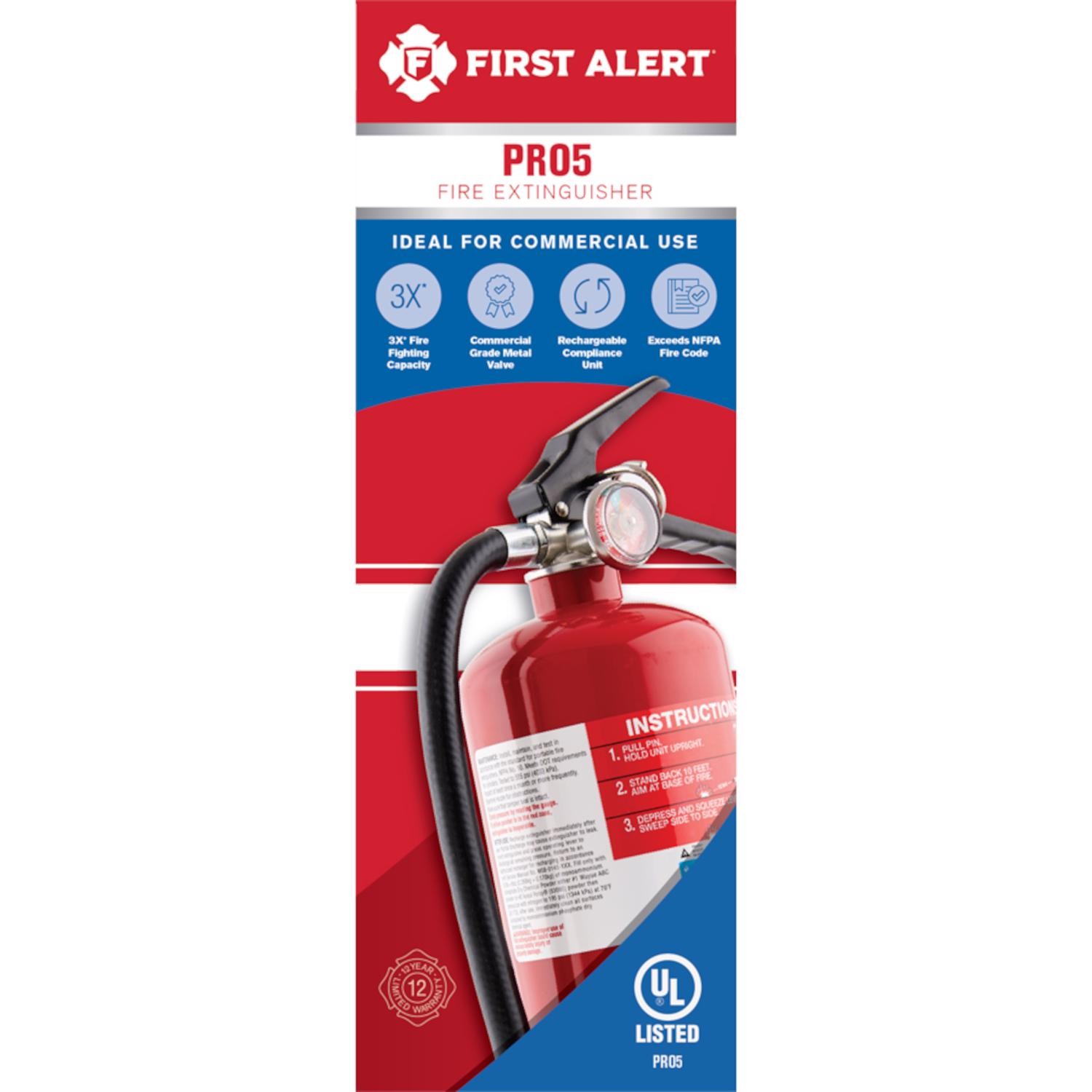 First Alert PRO5 Red Heavy Duty Fire Plus Extinguisher 10.2 lbs. (Pack of 2)
