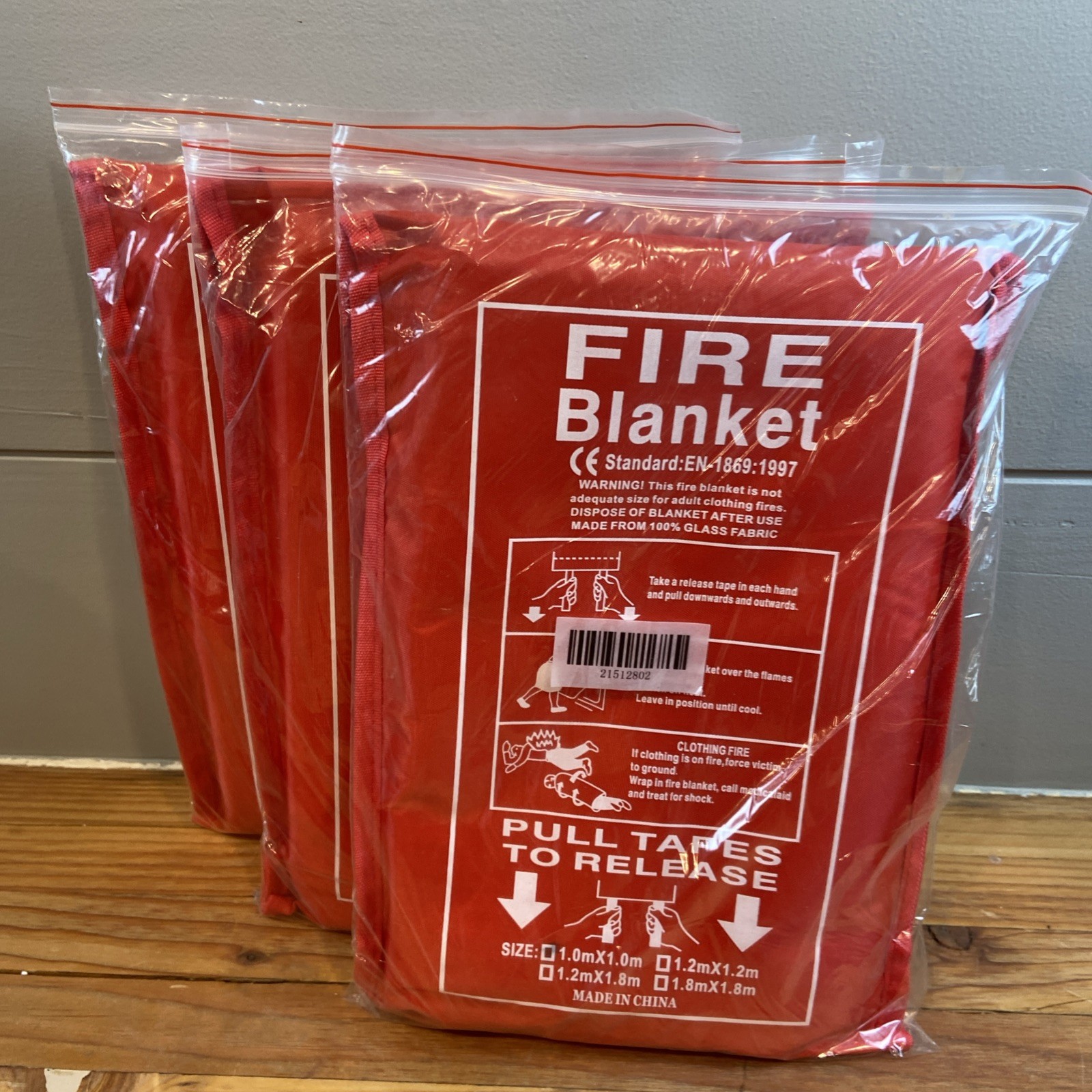 Fire Blanket Finerglass 1.0M x 1.0 M 3 Pack