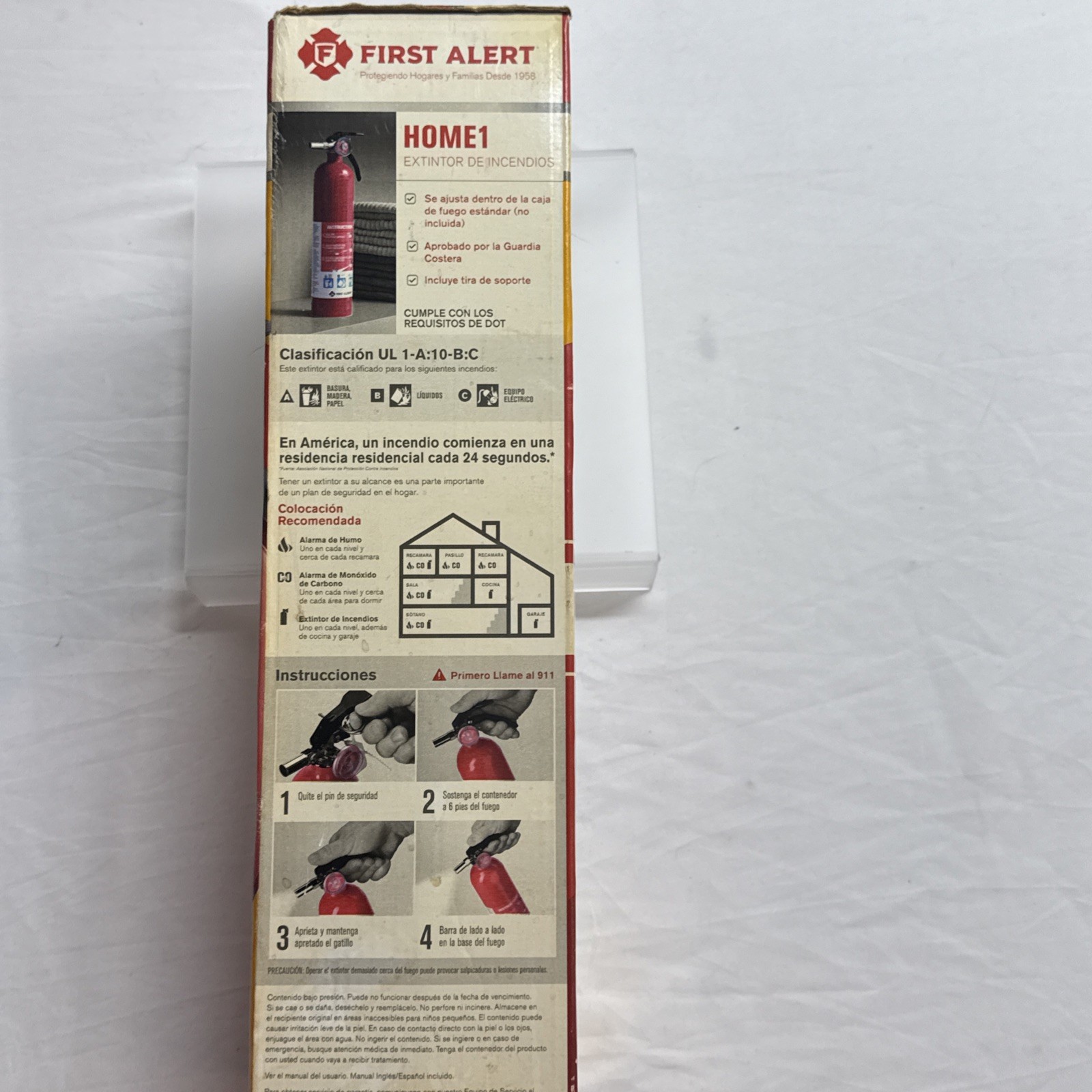 First Alert Home1 1-A:10-B:C Rechargeable Home Fire Extinguisher 2.5lbs NEW
