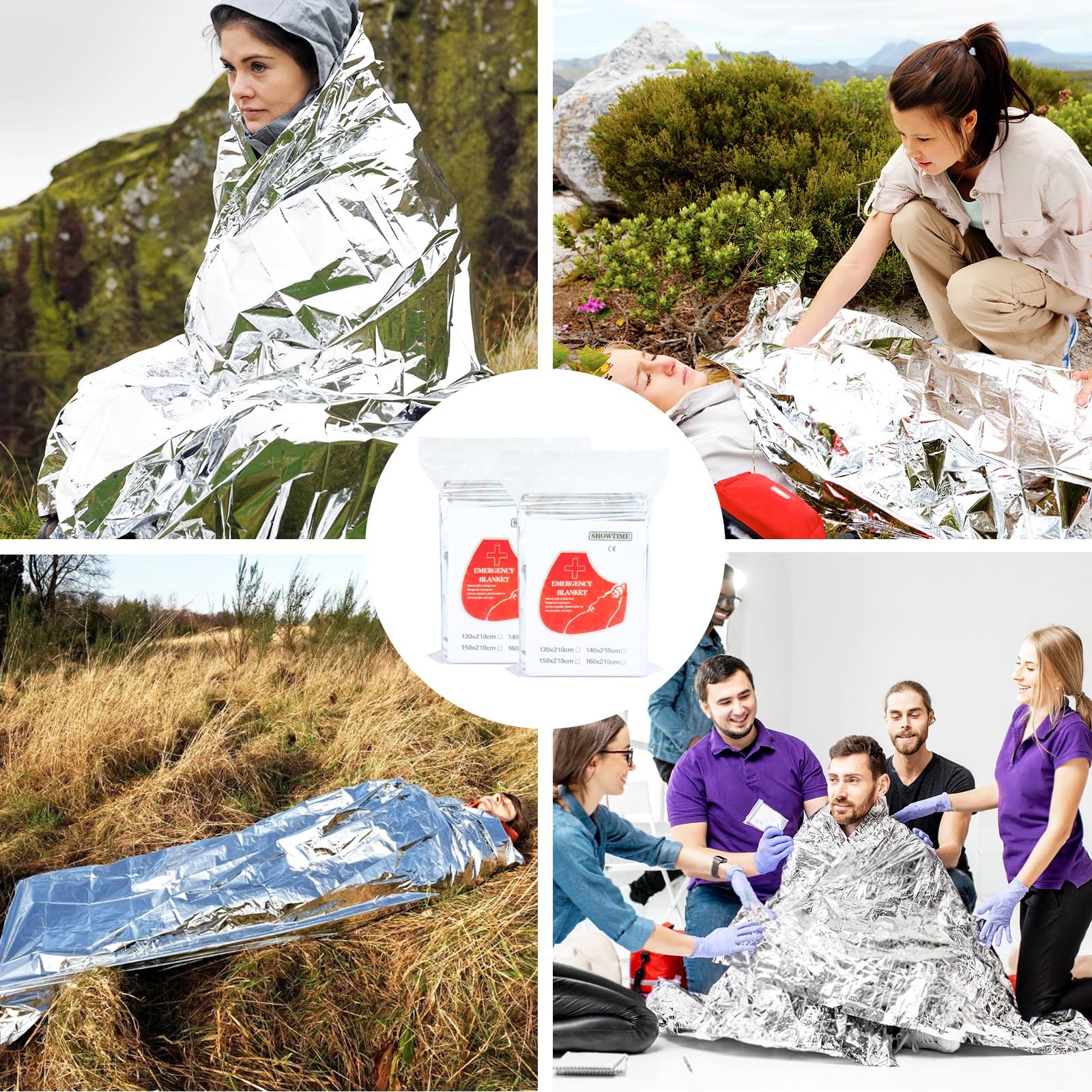 10 Pack Emergency Mylar Thermal Blankets – 84″x52″ Durable Space Blankets for…