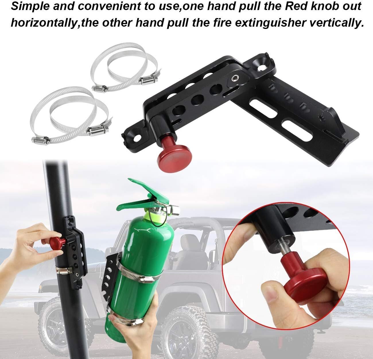 For Jeep JK UTV Car Roll Bar Fire Extinguisher Holder Mount Bracket Adjustable⚘