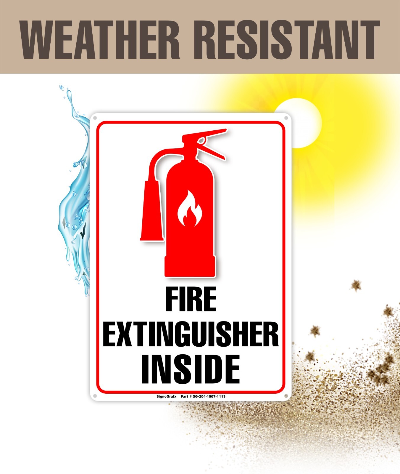 SIGNOGRAFX Fire Extinguisher Sign, Fire Safety, 10″x7″ Security for School & Lab