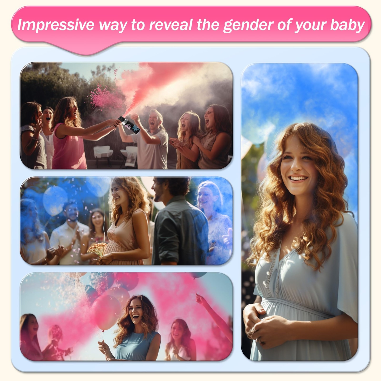 Gender Reveal Fire Extinguisher Color Blasters, 1 Pink Blaster, 1 Blue Blaster