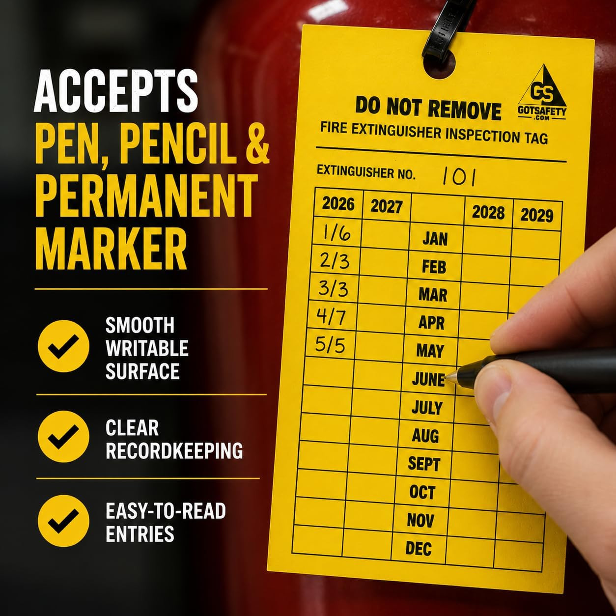 4 Year Fire Extinguisher Inspection Tags – [25 Pack] [2026-2029] Monthly Fire Ex