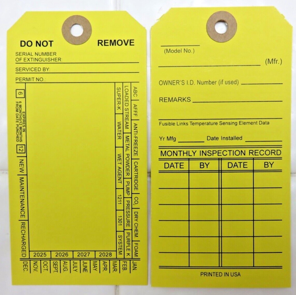 ✅🔥🧯1-200, FIRE EXTINGUISHER 4-YEAR 2025-2028 INSPECTION Double Sided Tags🔥🧯