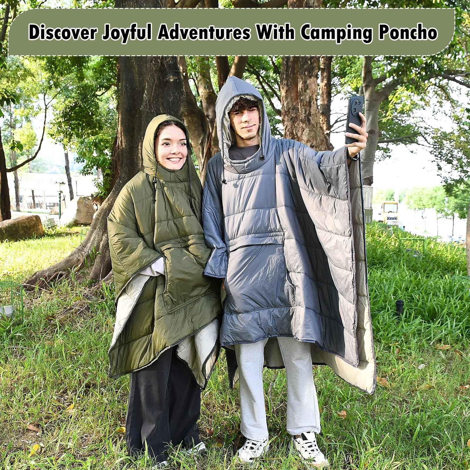 Outdoor Camping Blanket, 79” x 54” Winter Poncho Coat Warmth Small Quilt Bl…