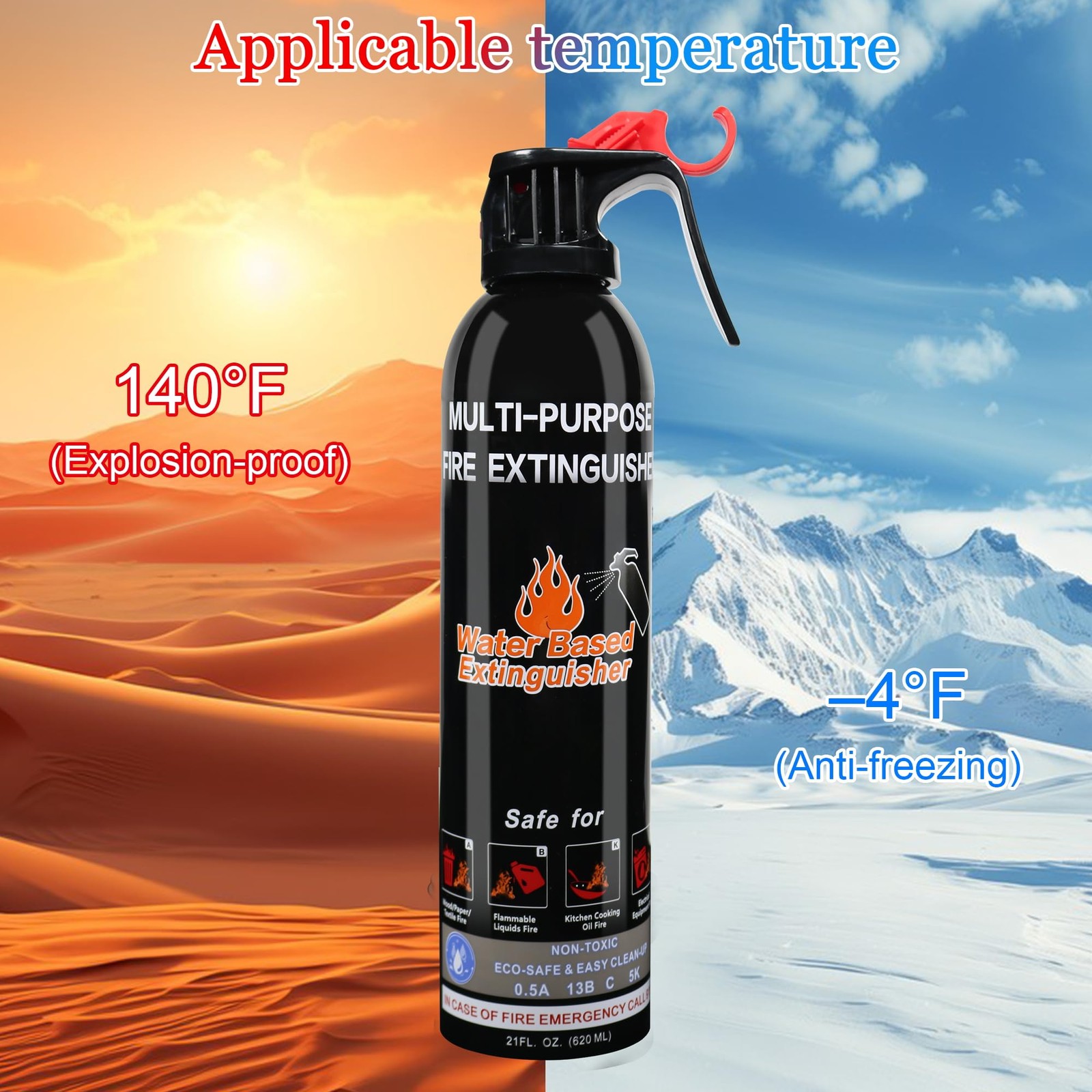 2 Pack Fire Extinguisher with Mount 8 In 1 for House Car Kitchen Vehicle Camping