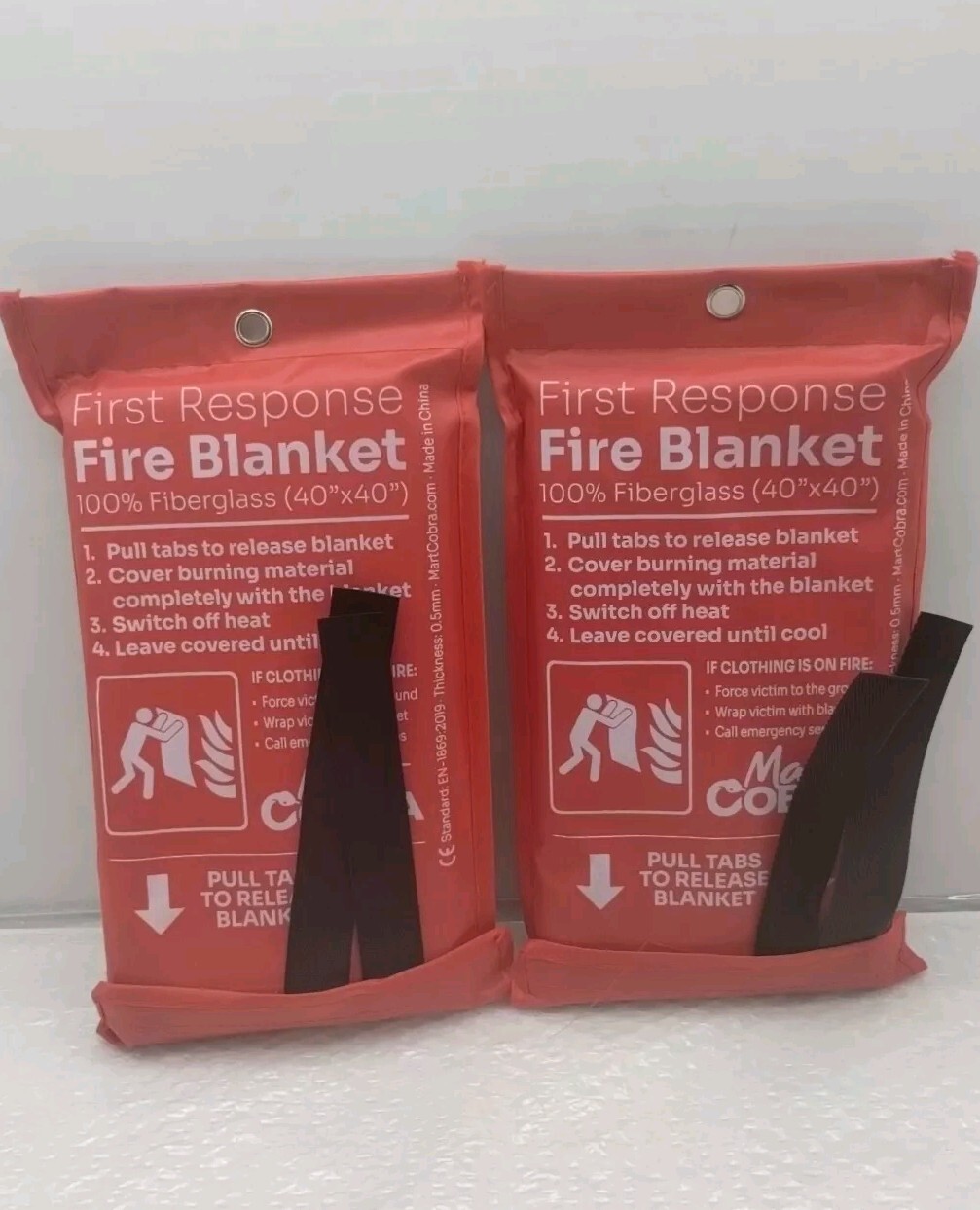2 First Response Fire Blanket. 100% Fiberglass 40″x40″