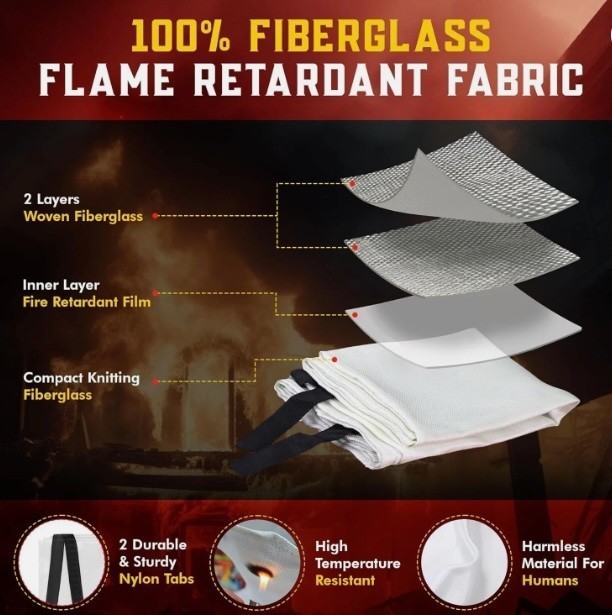 Mart Cobra Fire Blanket 40×40 Fiberglass Emergency Kitchen Home Safety EN-1869