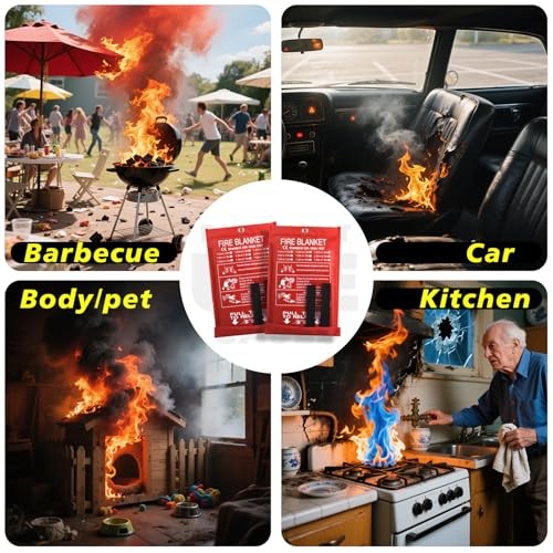 4 Pack Fire Blanket 40×40 Fiberglass Emergency Safety Smothering Tool Home Kitch