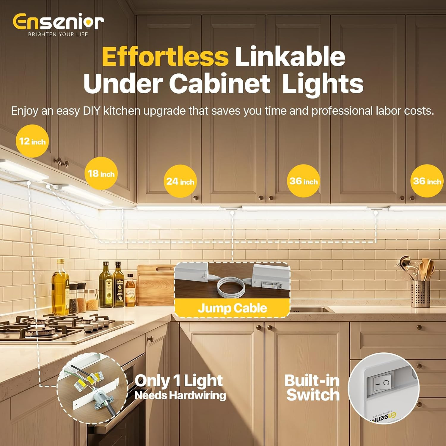 Hardwired under Cabinet Lighting, 24 Inch 14W under Cabinet Lights | Built-In Di