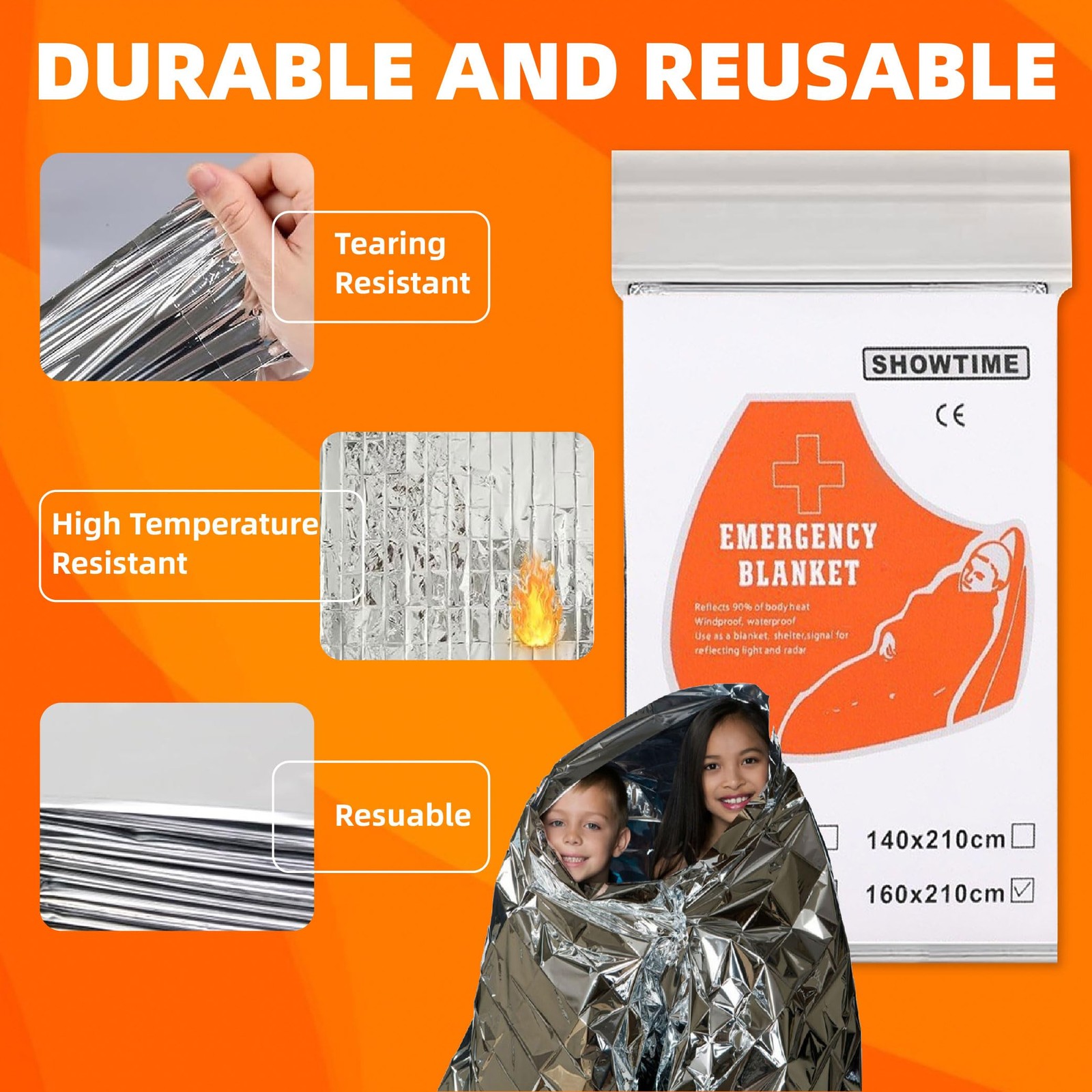 6 Pack Emergency Thermal Blankets for Survival, 82.67”x62.99” Extra Large Myl…