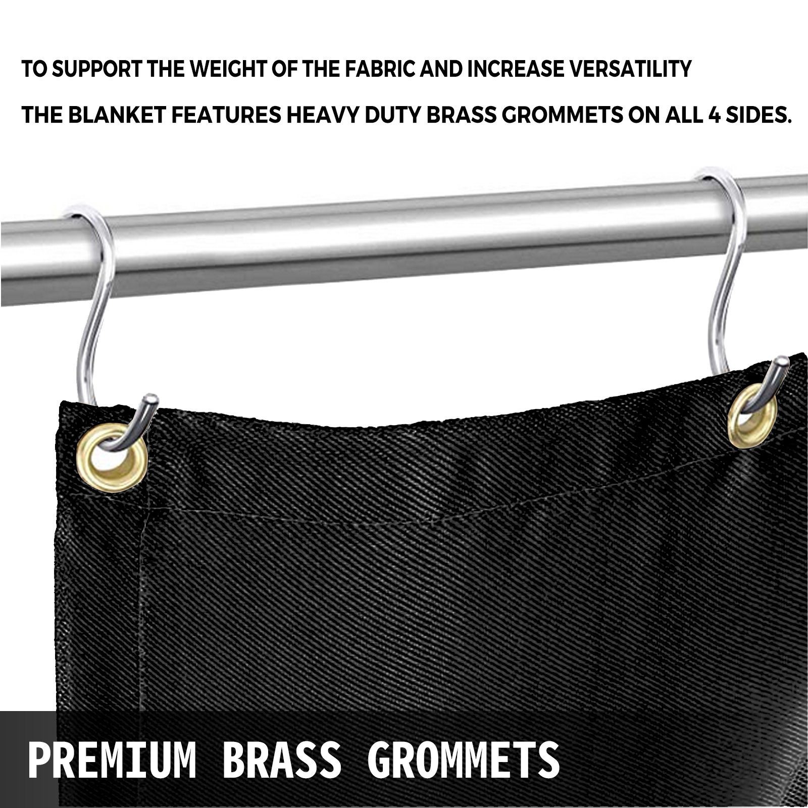 Black Welding Blanket 8×10 Ft, Fiberglass Fireproof Mat w/ Carry Bag