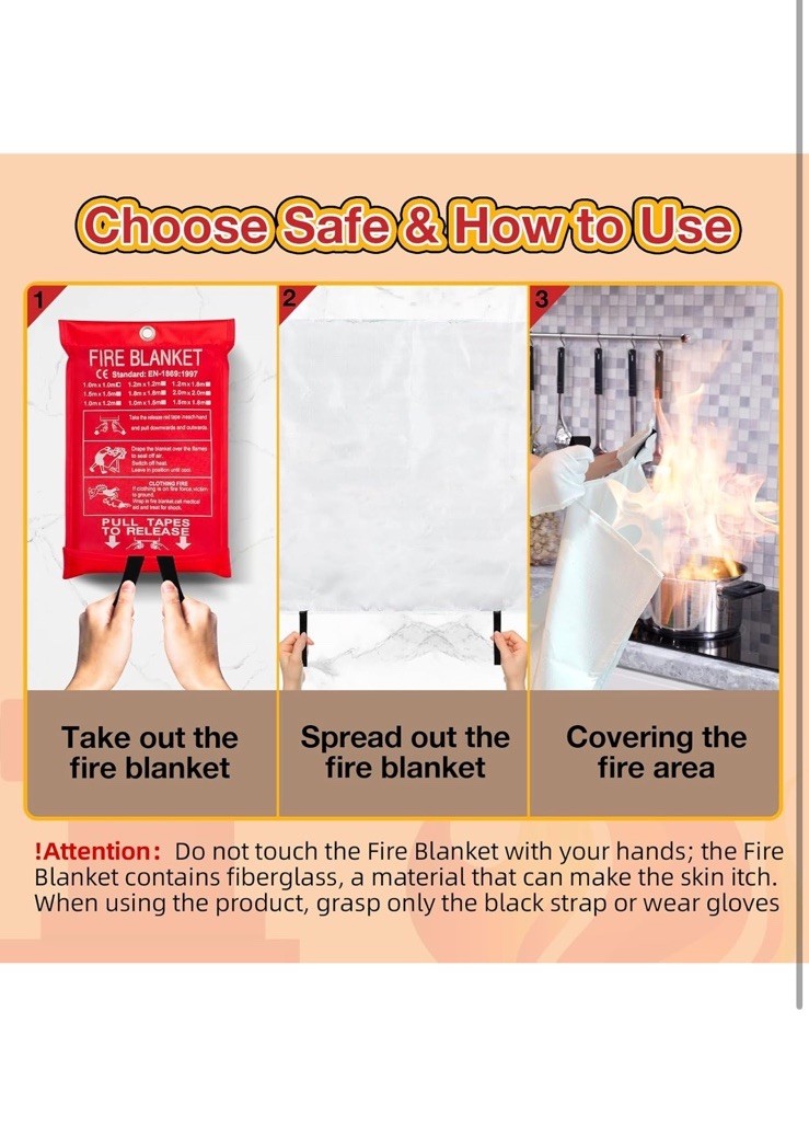 10 Pack Fire Blanket Emergency for Home Kitchen, 39 x 39 Large Emergency Fire