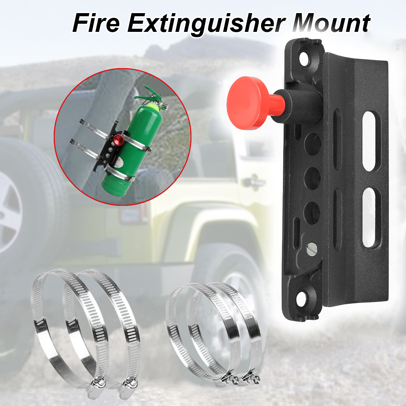 Car Fire Extinguisher Holder Mount Bracket Adjustable For Jeep Wrangler,Aluminum