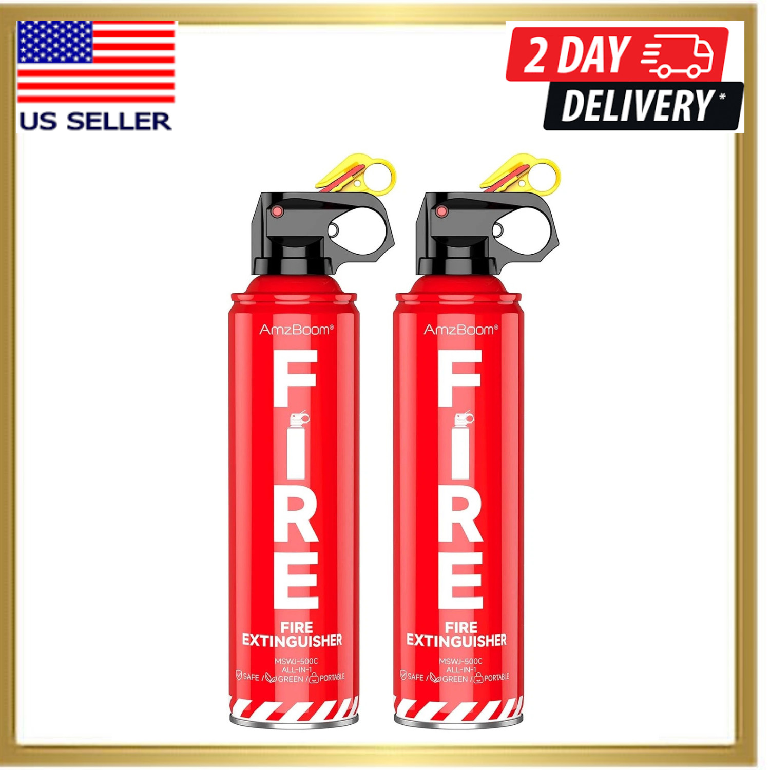 2-Pack Fire Extinguisher for Home, Kitchen, Car, and Grill with Mounting Bracket