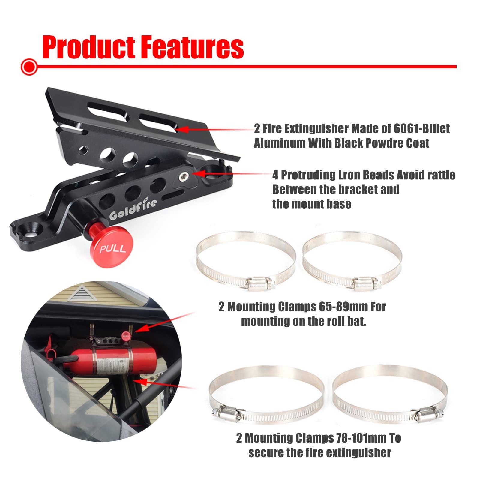 Universal Vehicle Adjustable Quick Release Roll Bar Fire Extinguisher Mount H…