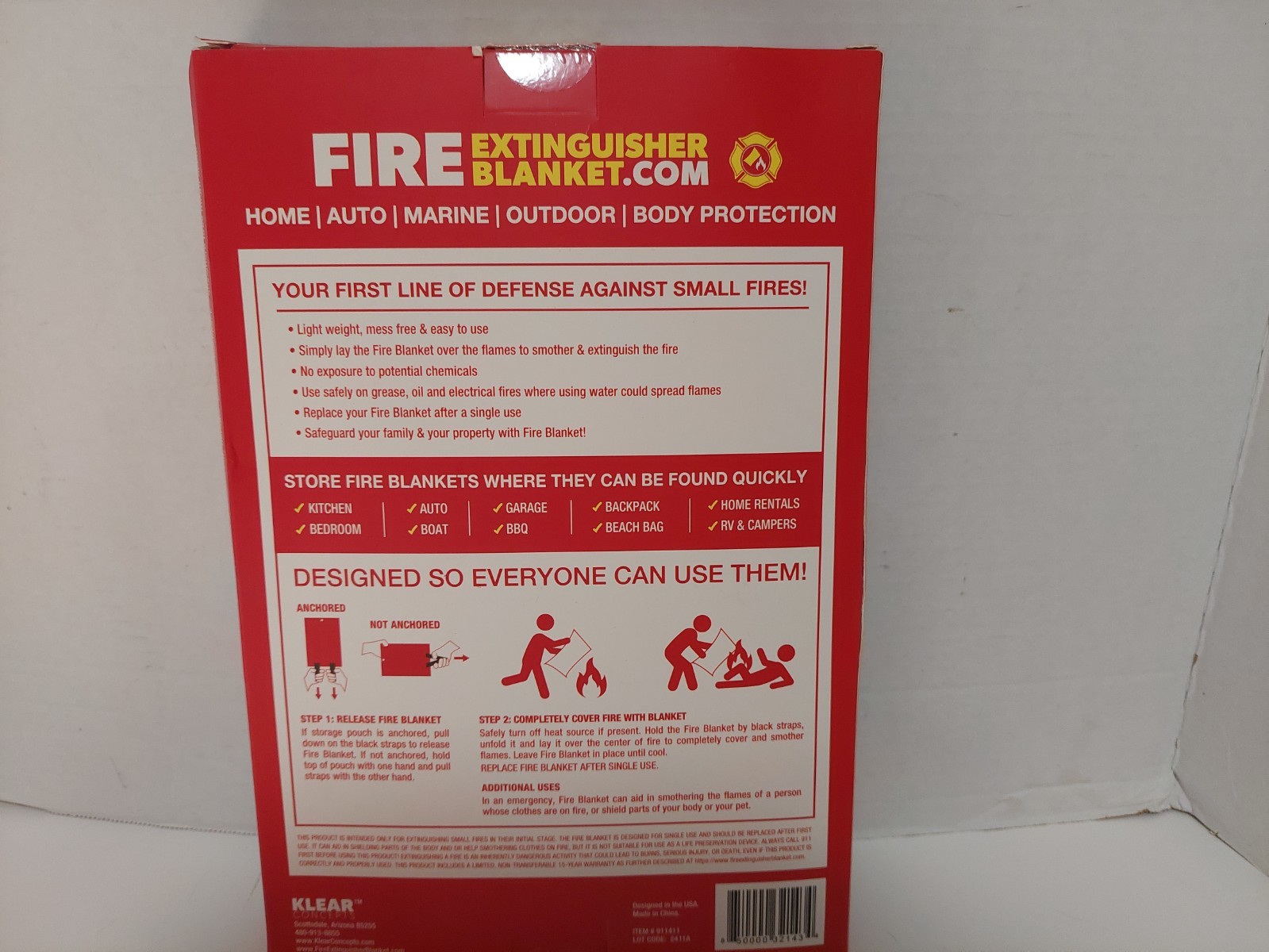 Fire Extinguisher Blanket 2 Pack Light Weight Easy To Use 40 x 40 Inch New